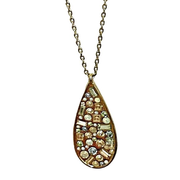 Loft Rhinestone Teardrop Pendant Necklace - Picture 1 of 3
